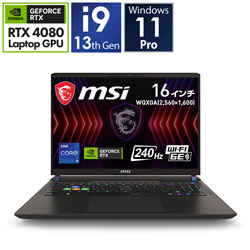 MSI Vector-16-HX-A13VHG-4024JP ゲーミングノートパソコン Vector 16 HX A13V(RTX 4080) コスモスグレイ