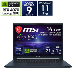 MSI Stealth-14-AI-Studio-A1VGG-4538JP ゲーミングノートパソコン Stealth 14 AI Studio A1V(RTX 4070) スターブルー