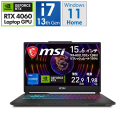 MSI Cyborg-15-A13VFK-4125JP ゲーミングノートパソコン Cyborg 15 A13V(RTX 4060) ブラック & スケルトン