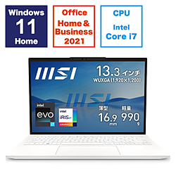 MSI ノートPC Prestige 13 Evo A12M マットホワイト Prestige-13Evo-A12M-4745JP [13.3型 /Windows11 Home /intel Core i7 /メモリ:16GB /SSD:512GB /Office HomeandBusiness /日本語版キーボード /2024年2月モデル]