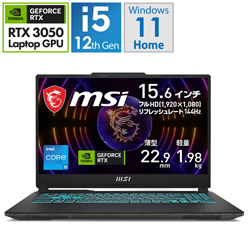 MSI Cyborg-15-A12UC-3050JP ゲーミングノートパソコン Cyborg 15 A12V(RTX 3050) ブラック & スケルトン