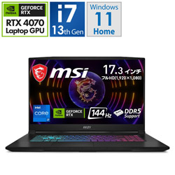 MSI Katana-17-B13VGK-4070JP ゲーミングノートパソコン Katana 17 B13V(RTX 4070) ブラック