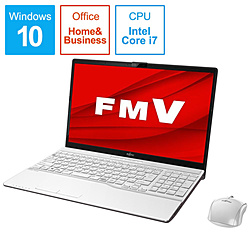 FUJITSU ノートパソコン FMV LIFEBOOK AH53/D3 プレミアムホワイト FMVA53D3W [15.6型 /Windows10 Home /intel Core i7 /Office HomeandBusiness /メモリ:8GB /SSD:512GB /2019年10月モデル]