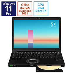 Panasonic ノートパソコン レッツノート SVシリーズ ブラック CF-SV2MDUCR [12.1型 /Windows11 Pro /intel Core i7 /メモリ:16GB /SSD:512GB /Office HomeandBusiness /2022年春モデル]