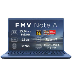 FUJITSU ノートパソコン FMV Note A A700-L1 メタリックブルー FMVA700L1L [15.6型 /Windows11 Home /AMD Ryzen 7 /メモリ:16GB /SSD:512GB /M365 (24か月) or Office 選択可能 /日本語版キーボード /2026年4月モデル]