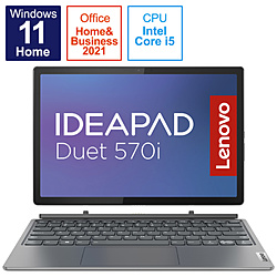 Lenovo ノートパソコン IdeaPad Duet 570i ストームグレー 82TQ000HJP [12.4型 /Windows11 Home /intel Core i5 /メモリ:8GB /SSD:256GB /Office HomeandBusiness /日本語版キーボード /2022年9月モデル]