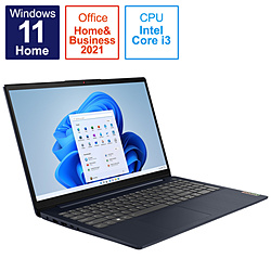 Lenovo ノートパソコン IdeaPad Slim 370i アビスブルー 82RK00BCJP [15.6型 /Windows11 Home /intel Core i3 /メモリ:8GB /SSD:256GB /Office HomeandBusiness /日本語版キーボード /2022年7月モデル]