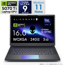 DELL NAA96-FN ゲーミングノートパソコン Alienware 16 Area-51(RTX 5070Ti) リキッド ティール [16.0型 /Windows11 Home /intel Core Ultra 9 /メモリ:32GB /SSD:1TB /Officeソフトなし /日本語版キーボード]