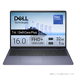 DELL ノートパソコン Dell 16(DC16251) ミッドナイトブルー ND86-FWMC [16.0型 /Windows11 Home /intel Core 7 /メモリ:32GB /SSD:1TB /無し /日本語版キーボード /2025年秋冬モデル]