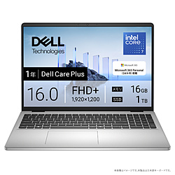 DELL ノートパソコン Dell 16(DC16250) プラチナシルバー ND76-FWM3SC [16.0型 /Windows11 Home /intel Core 7 /メモリ:16GB /SSD:1TB /M365 (24か月) or Office 選択可能 /日本語版キーボード /2025年秋冬モデル]