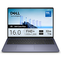 DELL ノートパソコン Dell 16(DC16251) ミッドナイトブルー ND86-GNMC [16.0型 /Windows11 Home /intel Core 7 /メモリ:32GB /SSD:1TB /無し /日本語版キーボード /2026年春モデル]