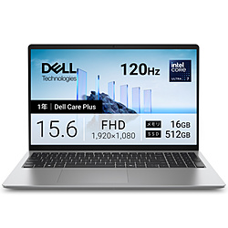 DELL ノートパソコン Dell 15(D15260) プラチナシルバー ND85-GNSC [15.6型 /Windows11 Home /intel Core Ultra 7 /メモリ:16GB /SSD:512GB /無し /日本語版キーボード /2026年夏モデル]