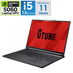 mouse P6I5G60BC2113H ゲーミングノートパソコン G TUNE 16(RTX 5060) ブラック [16.0型 /Windows11 Home /intel Core i5 /メモリ:32GB /SSD:1TB /Officeソフトなし /日本語版キーボード]