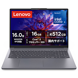 Lenovo ノートパソコン IdeaPad Slim3i Gen11 ルナグレー 83RS0014JP [16.0型 /Windows11 Home /intel Core 5 /メモリ:16GB /SSD:512GB /M365 (24か月) or Office 選択可能 /日本語版キーボード /2026年6月モデル]