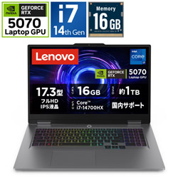 Lenovo 83JH00EXJP ゲーミングノートパソコン LOQ 17IRX10(RTX 5070) ルナグレー [17.3型 /Windows11 Home /intel Core i7 /メモリ:16GB /SSD:1TB /Officeソフトなし /日本語版キーボード /2026年6月モデル]
