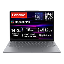 Lenovo ノートパソコン Yoga Slim 7i Gen 11 AuraEdition ルナグレー 83QM0051JP [Copilot+ PC /14.0型 /Windows11 Home /intel Core Ultra 7 /メモリ:16GB /SSD:512GB /無し /日本語版キーボード /2026年6月モデル]