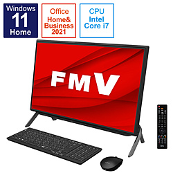 FUJITSU FMVF77F3B デスクトップパソコン ESPRIMO FH77/F3(テレビ機能) ブラック [23.8型 /intel Core i7 /メモリ:8GB /HDD:1TB /SSD:256GB /2021年10月モデル]