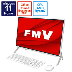 FUJITSU FMVF70F3W デスクトップパソコン ESPRIMO FH70/F3 ホワイト [23.8型 /AMD Ryzen7 /メモリ:8GB /SSD:512GB /2021年11月モデル]