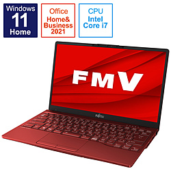 FUJITSU ノートパソコン LIFEBOOK UH90/G2 ガーネットレッド FMVU90G2R [13.3型 /Windows11 Home /intel Core i7 /メモリ:8GB /SSD:512GB /Office HomeandBusiness /日本語版キーボード /2022年夏モデル]