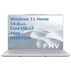 FUJITSU ノートパソコン FMV LIFEBOOK UH90/J3 シルバーホワイト FMVU90J3W [14.0型 /Windows11 Home /intel Core Ultra 7 /メモリ:16GB /SSD:512GB /Office Home and Business /日本語版キーボード /2024年10月モデル]
