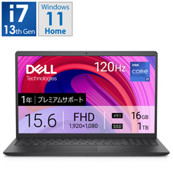 DELL ノートパソコン Inspiron 15 3530 カーボンブラック NI385-FHLBC [15.6型 /Windows11 Home /intel Core i7 /メモリ:16GB /SSD:1TB /無し /日本語版キーボード /2025年春モデル]