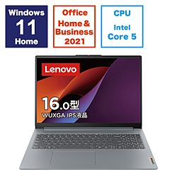 Lenovo ノートパソコン IdeaPad Slim 3i Gen 9 アークティックグレー 83E70033JP [16.0型 /Windows11 Home /intel Core 5 /メモリ:16GB /SSD:512GB /Office HomeandBusiness /日本語版キーボード /2024年6月モデル]
