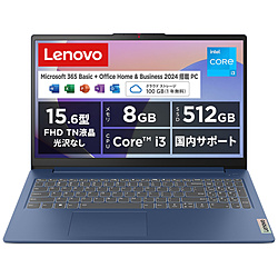 Lenovo ノートパソコン IdeaPad Slim 3 シリーズ アビスブルー 82X700DRJP [15.6型 /Windows11 Home /intel Core i3 /メモリ:8GB /SSD:512GB /Office Home and Business /日本語版キーボード /2024年10月モデル]