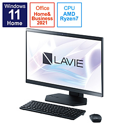 NEC PC-A2377DAB デスクトップパソコン LAVIE A23(ダブルチューナ) ファインブラック [23.8型 /AMD Ryzen7 /メモリ:16GB /SSD:1TB /2022年春モデル]