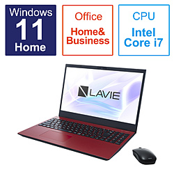 NEC ノートパソコン LAVIE N15(N1570/FAR) カームレッド PC-N1570FAR [15.6型 /Windows11 Home /intel Core i7 /メモリ:16GB /SSD:256GB /Office HomeandBusiness /日本語版キーボード /2023年春モデル]