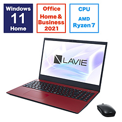 NEC ノートパソコン LAVIE N15(N1575/GAR) カームレッド PC-N1575GAR [15.6型 /Windows11 Home /AMD Ryzen 7 /メモリ:16GB /SSD:512GB /Office HomeandBusiness /日本語版キーボード /2023年夏モデル]
