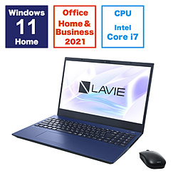 NEC ノートパソコン LAVIE N15(N1577/HAL) ネイビーブルー PC-N1577HAL [15.6型 /Windows11 Home /intel Core i7 /メモリ:16GB /SSD:512GB /Office HomeandBusiness /日本語版キーボード /2024年春モデル]