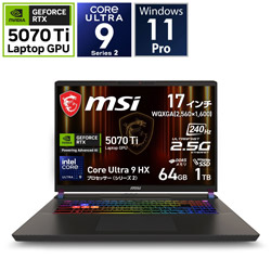 MSI Vector-17-HX-AI-A2XWHG-6359JP ゲーミングノートパソコン Vector 17 HX AI A2XW(RTX 5070 Ti ) コスモスグレイ