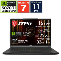 MSI Stealth-A16-AI+A3HWHG-6459JP ゲーミングノートパソコン Stealth A16 AI+ A3XW(RTX 5070 Ti) コアブラック