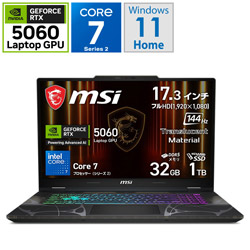 MSI Cyborg-17-B2RWFKG-6659JP ゲーミングノートパソコン Cyborg 17 B2RW(RTX 5060) オデッセイグレイ & スケルトン