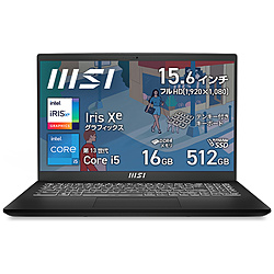 MSI ノートパソコン Modern 15 B13M クラシックブラック Modern-15-B13M-5427JP [15.6型 /Windows11 Pro /intel Core i5 /メモリ:16GB /SSD:512GB /無し /日本語版キーボード /2025年3月モデル]