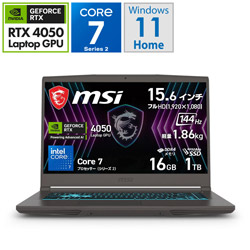 MSI Thin-15-B2RVE-6959JP ゲーミングノートパソコン Thin 15 B2R(RTX 4050) コスモスグレイ