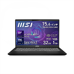 MSI ノートパソコン Modern 15 H AI C2HM クラシックブラック Modern-15-H-AI-C2HMG-5539JP [15.6型 /Windows11 Home /intel Core Ultra 9 /メモリ:32GB /SSD:1TB /無し /日本語版キーボード /2025年6月モデル]