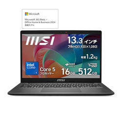 MSI ノートパソコン Modern 13 F1M プラチナグレイ Modern-13-F1MOG-5569JP [13.3型 /Windows11 Home /intel Core 5 /メモリ:16GB /SSD:512GB /Office Home and Business /日本語版キーボード /2025年8月モデル]