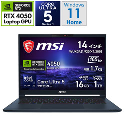 MSI Stealth-14-AI-Studio-A1VEG-4055JP ゲーミングノートパソコン Stealth 14 AI Studio A1V(RTX 4050) スターブルー