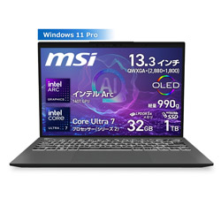 MSI ノートパソコン Prestige 13 AI Evo A2HM ステラグレイ Prestige-13-AI-Evo-A2HMG-5579JP [13.3型 /Windows11 Pro /intel Core Ultra 7 /メモリ:32GB /SSD:1TB /無し /日本語版キーボード /2025年11月モデル]