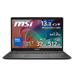 MSI ノートパソコン プラチナグレイ Modern-13-F1MOG-5589JP [13.3型 /Windows11 Home /intel Core 7 /メモリ:32GB /SSD:512GB /無し /日本語版キーボード /2025年12月モデル]