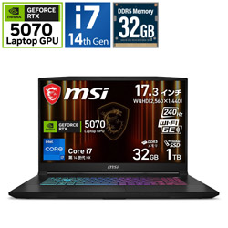 MSI Katana-17-HX-B14WGK-6565JP ゲーミングノートパソコン Katana 17 HX B14W(RTX 5070) ブラック [17.3型 /Windows11 Home /intel Core i7 /メモリ:32GB /SSD:1TB /Officeソフトなし /日本語版キーボード]