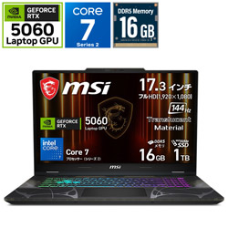 MSI Cyborg-17-B2RWFKG-6665JP ゲーミングノートパソコン Cyborg 17 B2RW(RTX 5060) オデッセイグレイ & スケルトン