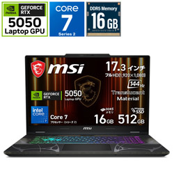 MSI Cyborg-17-B2RWEKG-6669JP ゲーミングノートパソコン Cyborg 17 B2RW(RTX 5050) オデッセイグレイ & スケルトン