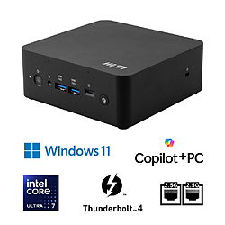 MSI Cubi NUC AI+ 2MG-064JP ミニPC [Copilot+ PC /モニター無し /Windows11 Pro /intel Core Ultra 7 /メモリ:32GB /SSD:1TB /無し /2026年6月モデル]
