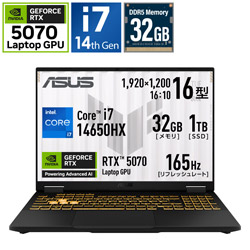 ASUS FX608JPR-I7R5070/Z ゲーミングノートパソコン TUF Gaming F16(RTX 5070) イェーガーグレー