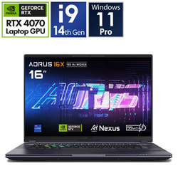 GIGABYTE ゲーミングノートパソコン AORUS 16X ASG-63JPC65SP(RTX 4070) ミッドナイトグレー [16.0型 /Windows11 Pro /intel Core i9 /メモリ:32GB /SSD:2TB /Officeソフトなし /日本語版キーボード /2024年3月モデル]