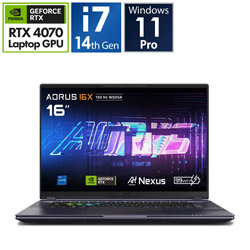 GIGABYTE ゲーミングノートパソコン AORUS 16X ASG-53JPC64SP(RTX 4070) ミッドナイトグレー [16.0型 /Windows11 Pro /intel Core i7 /メモリ:32GB /SSD:1TB /Officeソフトなし /日本語版キーボード /2024年3月モデル]