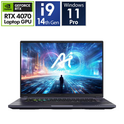 GIGABYTE ゲーミングノートパソコン Wi-Fi 7対応 AORUS 16X ASG-63JPC65JP(RTX 4070) ミッドナイトグレー [16.0型 /Windows11 Pro /intel Core i9 /メモリ:32GB /SSD:2TB /英語版キーボード /2024年2月モデル]