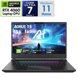 GIGABYTE ゲーミングノートパソコン AORUS 15 BKG-13JP764SH(RTX 4060) [15.6型 /Windows11 Home /intel Core Ultra 7 /メモリ:32GB /SSD:1TB /Officeソフトなし /日本語版キーボード /2024年9月モデル]